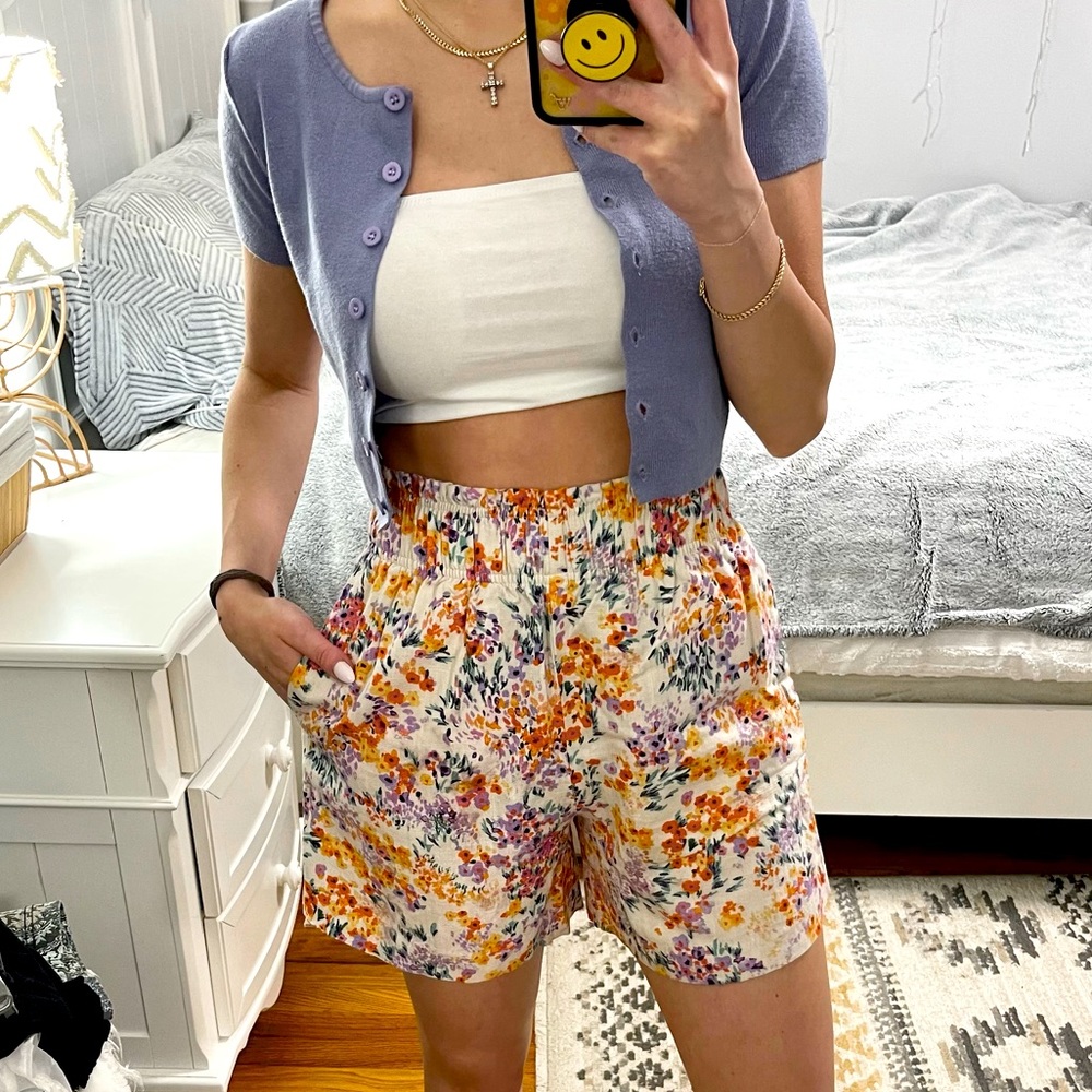 H&M Floral Linen Shorts